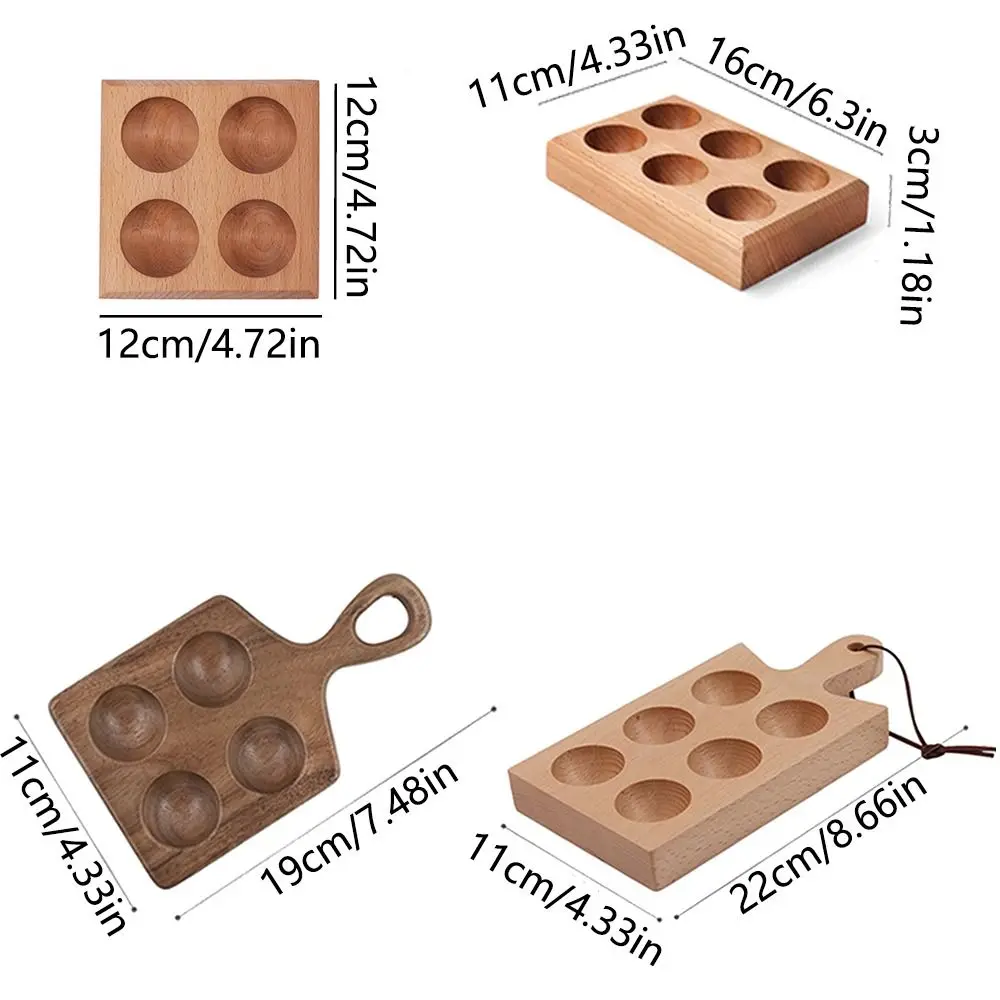 Multipurpose Handle Wood Egg Holder 4/6 Grids Double Row Wood Egg Tray Durable Hanging Hole Egg Keeper Countertop 6