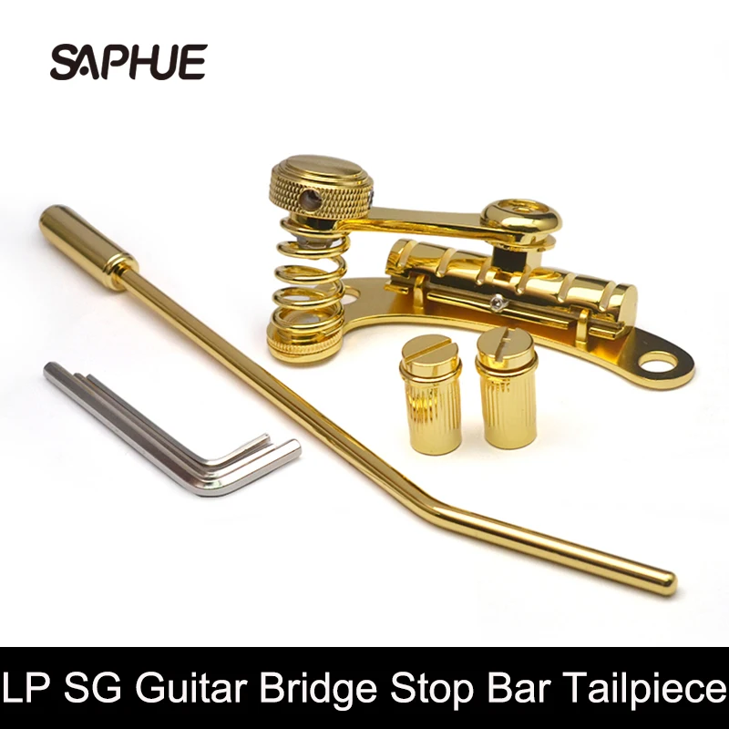 

Tune-O-Matic Style Electric Guitar Bridge Stop Bar Tailpiece Tremolo Compatible with LP SG Guitars Black/Gold/Chrome