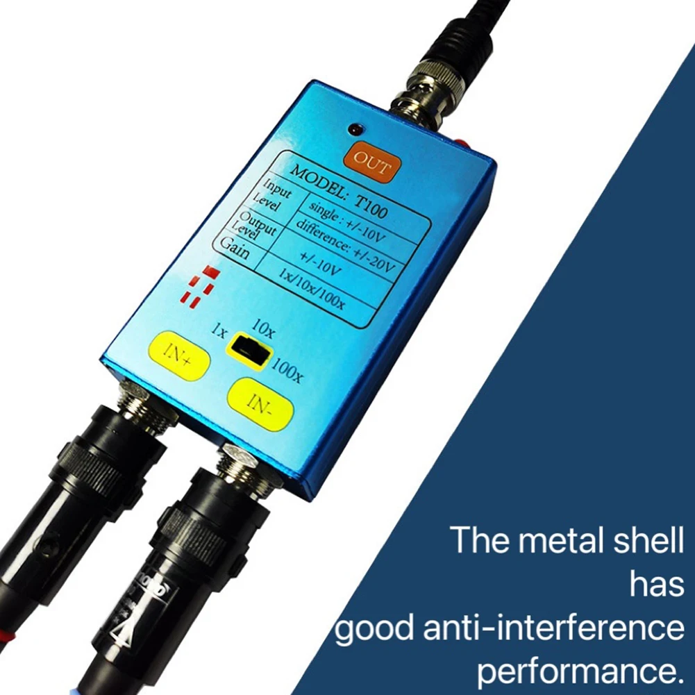 10M Bandwidth Oscilloscope Battery Powered 1/10/100X Differential Probe Oscilloscope Accessories Low Noise Electronic Measuring