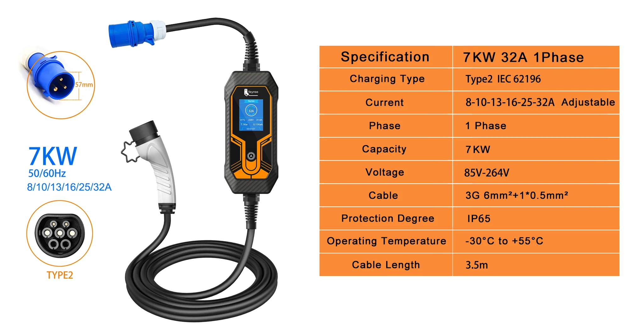 Câble de charge EV pour véhicule électrique Portable Home Fast