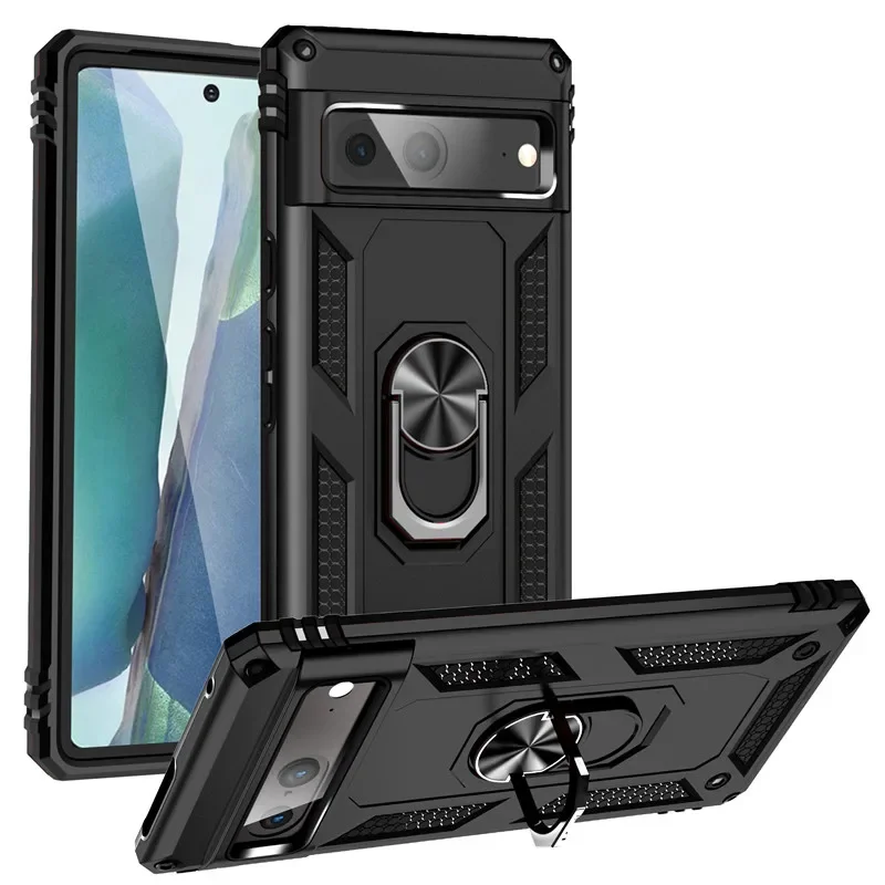 Stylish Magnetic Ring Holder Shockproof Phone Case with Protective Armor Back Cover
