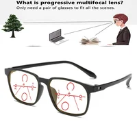 Without Screws Fashion Lightweight TR90 Rectangle Progressive Multi-focal Reading Glasses +0.75 +1 +1.25 +1.5 +1.75 +2 To +4 1