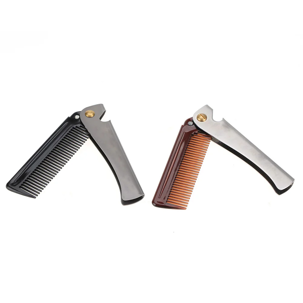 Folding Beard Comb Moustache Comb Folding Pocket Moustache Shaping Comb Stainless Steel Round Comb Teeth Beard Comb Beard Comb