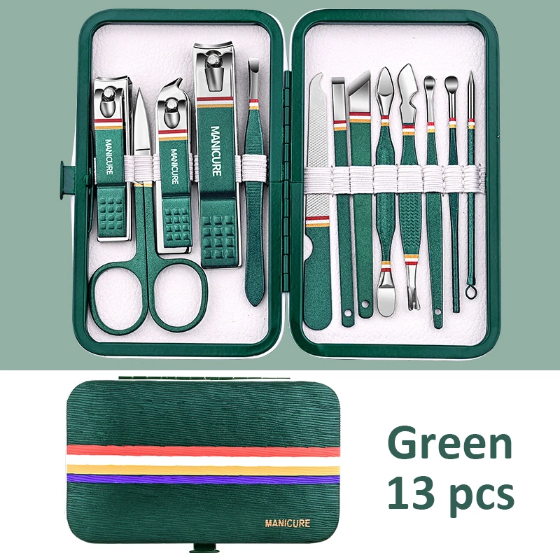 Ensemble de coupe-ongles en acier inoxydable, accessoires de manucure, ciseaux, outil de beauté et de maquillage, de haute qualité, 9-19 pièces, nouveauté 2023 15