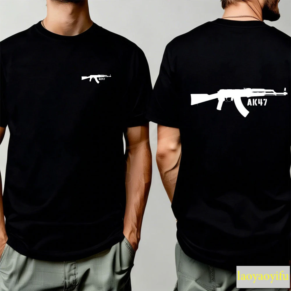 High-Quality Cotton Military Graphic Men's T-Shirt - Regular Fit, Short Sleeve