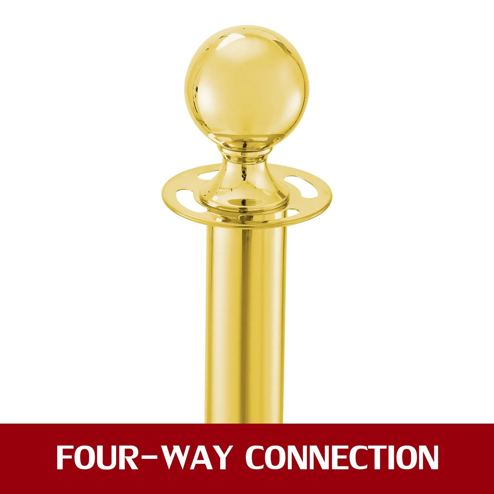 VEVOR 38Inch Gold Stanchion Posts Queue Red Velvet Rope Crowd Control Line Barriers with Stable Base for Party Supplies