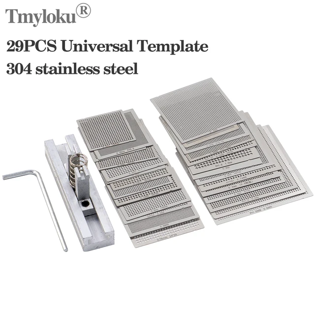 29pcs BGA general template Sik tin Fixture Tin solder ball Soldering Tools BGA Reballing Station Jig Kit