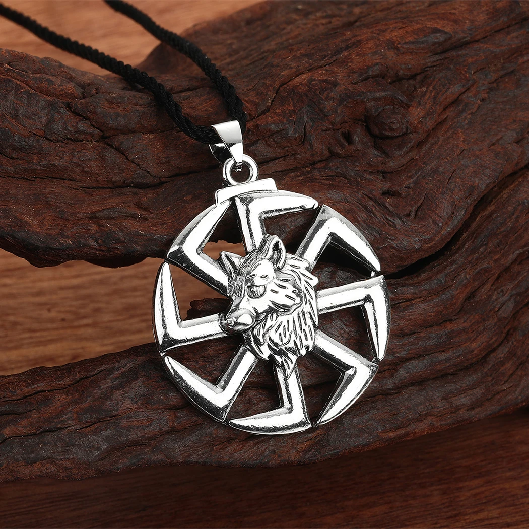 Cxwind stainless steel Kolovrat with wolf necklace, Slavic jewelry, sun  wheel, svarog god sign pendant, Slavic pagan symbol of t