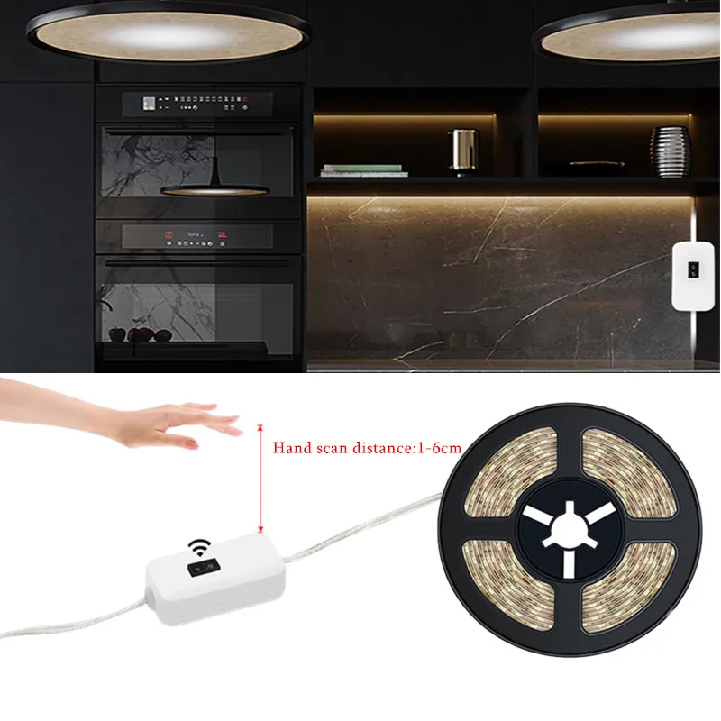 

Sensor TV Backlight Kitchen LED Light Strip Hand Sweep Waving ON OFF USB Night Light DC 5V Cabinet Lamp Waterproof Diode Light