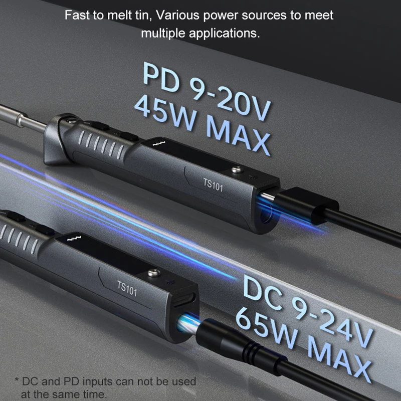 기존 TS101 납땜 인두 65W 디지털 디스플레이 온도 조절기 MiNi 휴대용 24V3A 전원 공급 장치 납땜 인두 팁 장착