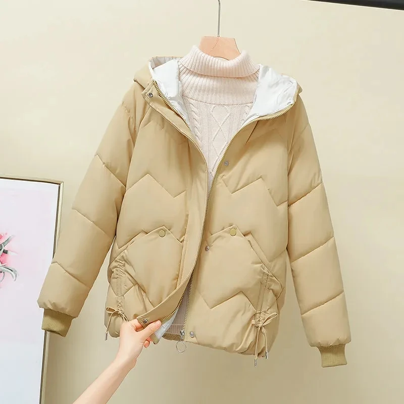 

Women Warm Thicken Down Padded Jacket 2023 New Winter Loose Hooded Parkas Coat Korean Women Outwear Winter Short Cotton Coat
