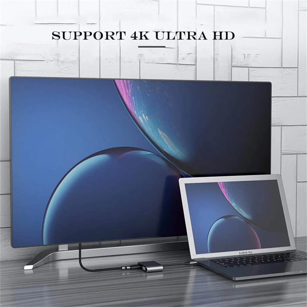 tipo c para Hdmi-compatível Hub Docking Station em Usb 3.0 Vga Adaptador pd para Huawei Xiaomi Samsung S20 Nintendo Switch - Imagem 3