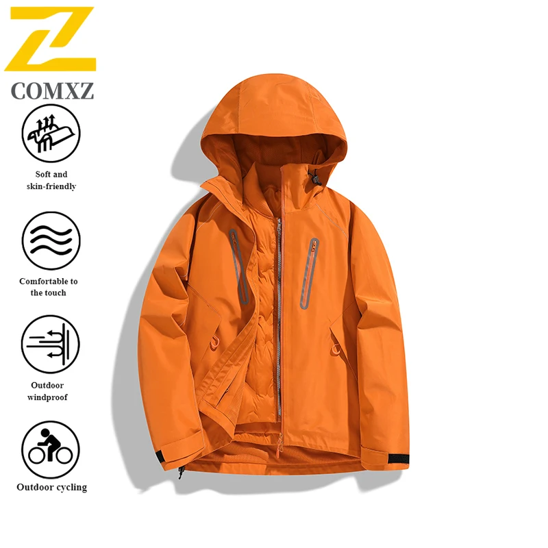 EiAO Jacket Men's Waterproof Ski  Winter Windproof Thermal Hiking Coat with Detachable Fleece for Camping Fishing Mountaineering