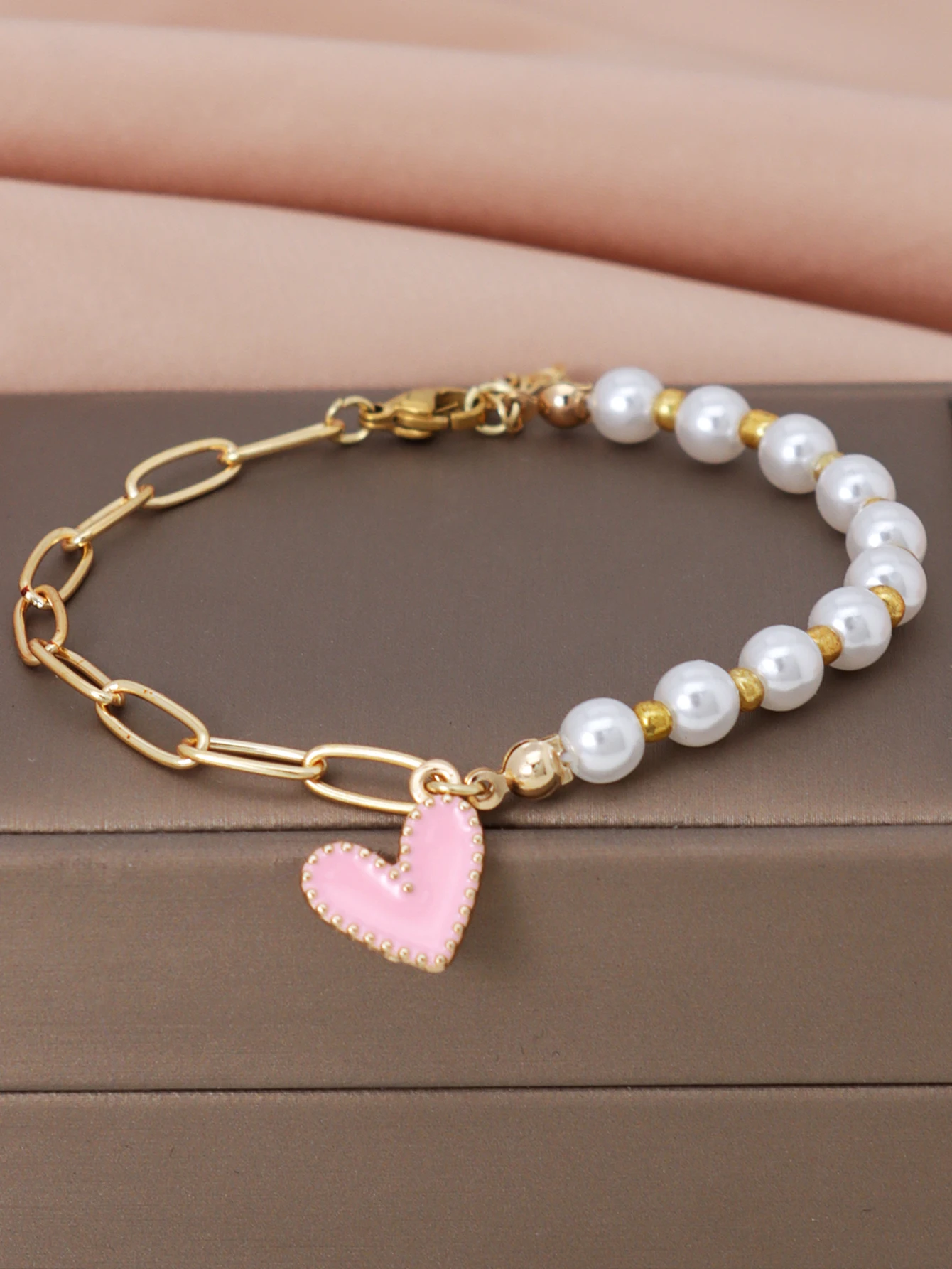 Fashion Bracelet Imitation Pearl Beaded Metal