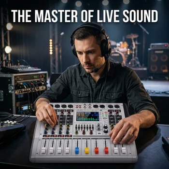 VR-6 PRO Amplifier Mixing Console with Bluetooth DJ Audio Mixer | 550W High Power Output, 99 DSP Effects, Large Screen Spectrum Display, Intelligent Noise Reduction for Bar Stage, Studio 4