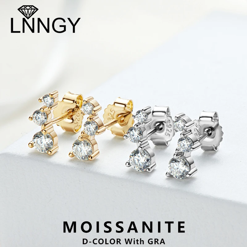 

Lnngy Round Cut Moissanite Earrings 925 Sterling Silver Stud Earring 2mm/2.5mm/3.5mm Moissanites Unique Women Men Jewelry Gift