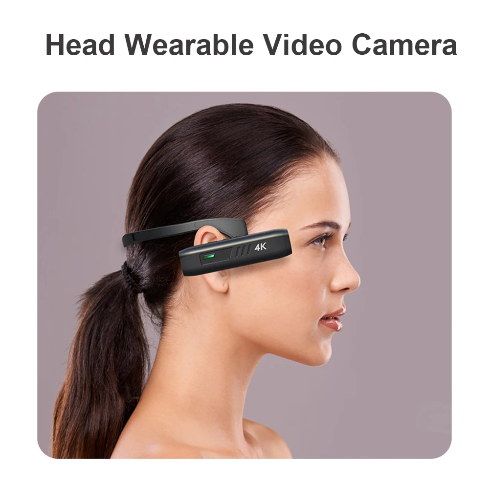4K/30FPS Head Mounted Camera Wearable WiFi Video Camera Camcorder 120°Wide Angle Lens Anti-shake Built-in Battery APP Control 2