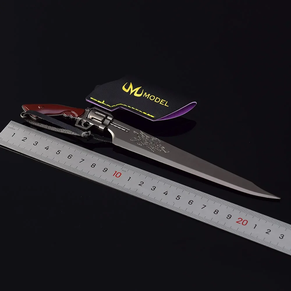 22cm GunBlade Sword Fantasy Game Weapon Metal Model Butterfly Knife Peripheral Machine  Style Elite Metal Keychain Gift Toys Kid 6