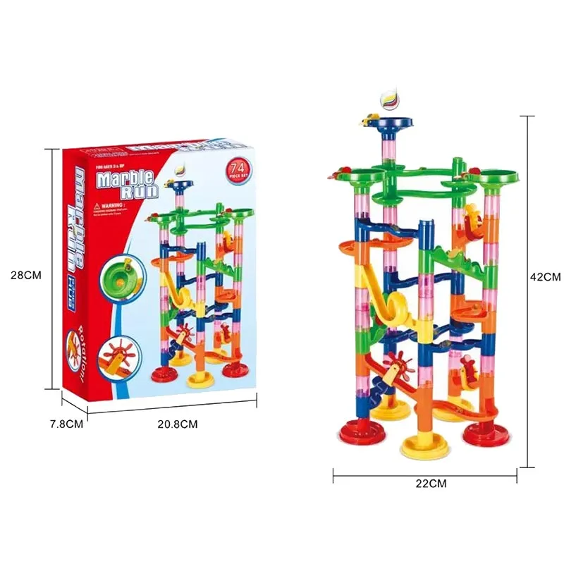 Marble Run Race Track Building Blocks Kids DIY Maze Ball Roll Toy Marble Run Race Coaster Set Marble Slide Pipes  Puzzle Toys