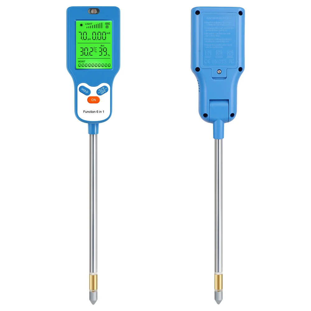 90° Rotation Soli Detector 6 in1 Soil Tester for Pot Planting Greenhouse