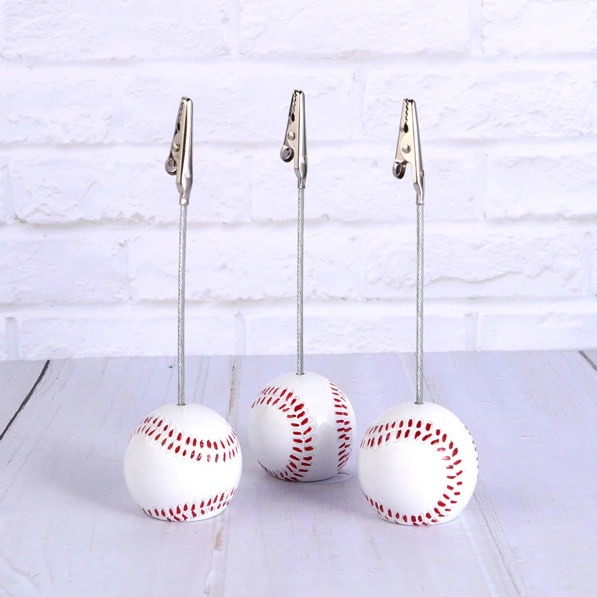 

5 Pcs The Menu Baseballs Photo Table Number Holders Sports Stand Baseball Shaped