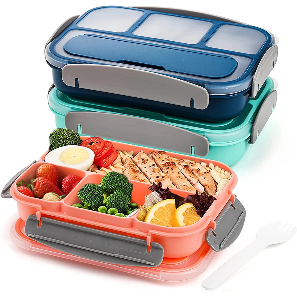 Lunch Box For Kids Adults Picnic Bento Storage Box 4 Compartments with Fork  USA