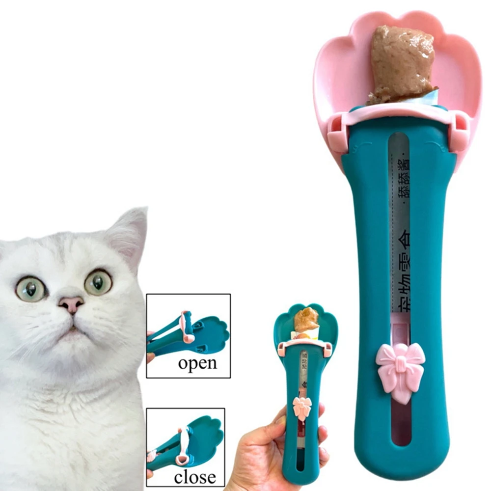 Multi-Functional Pet Food Can Spoon Pet Snack Spoon Cat Treat Bars Squeezer Cereal Dispenser Kitty Treat Accessories