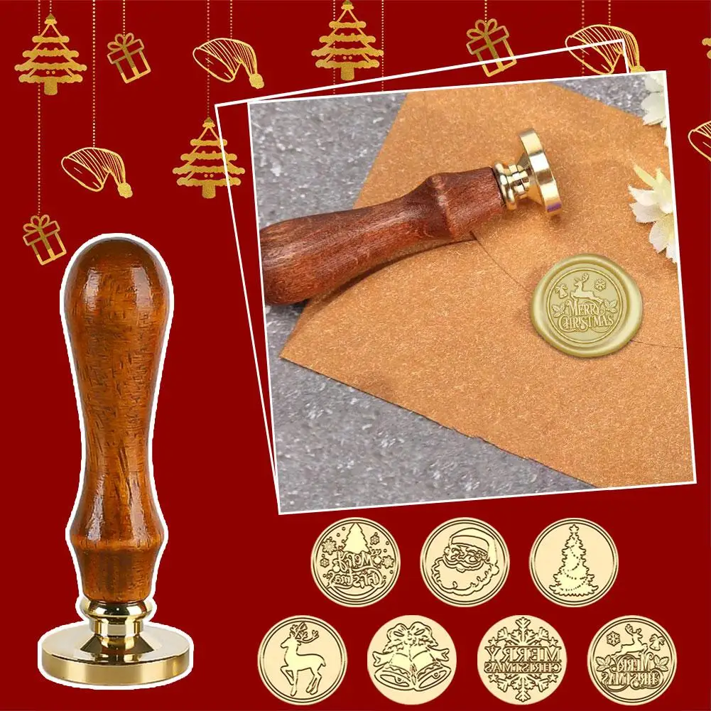 

Christmas Moon Phase Wax Seal Stamps Head With Wooden Handle Removable Retro Brass Head Stamp For Invitations Cards Gift Wr E8D2