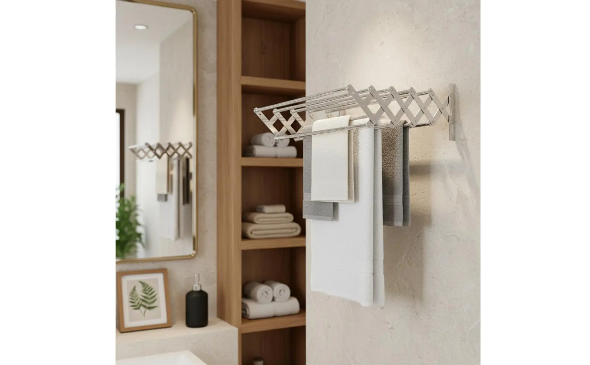 Retractable Towel Rack Multifunctional Stainless Steel Bathroom Rack Stainless Steel Towel Shelf Waterproof for Barbershop