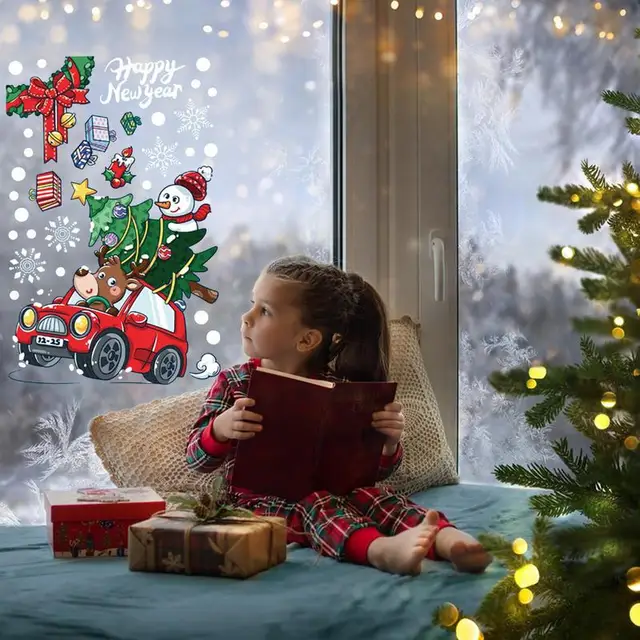 2024 Christmas Window Stickers Christmas Theme Decor Static Decals Seasonal Decors for Household Appliances Desktop Glass Doors 5