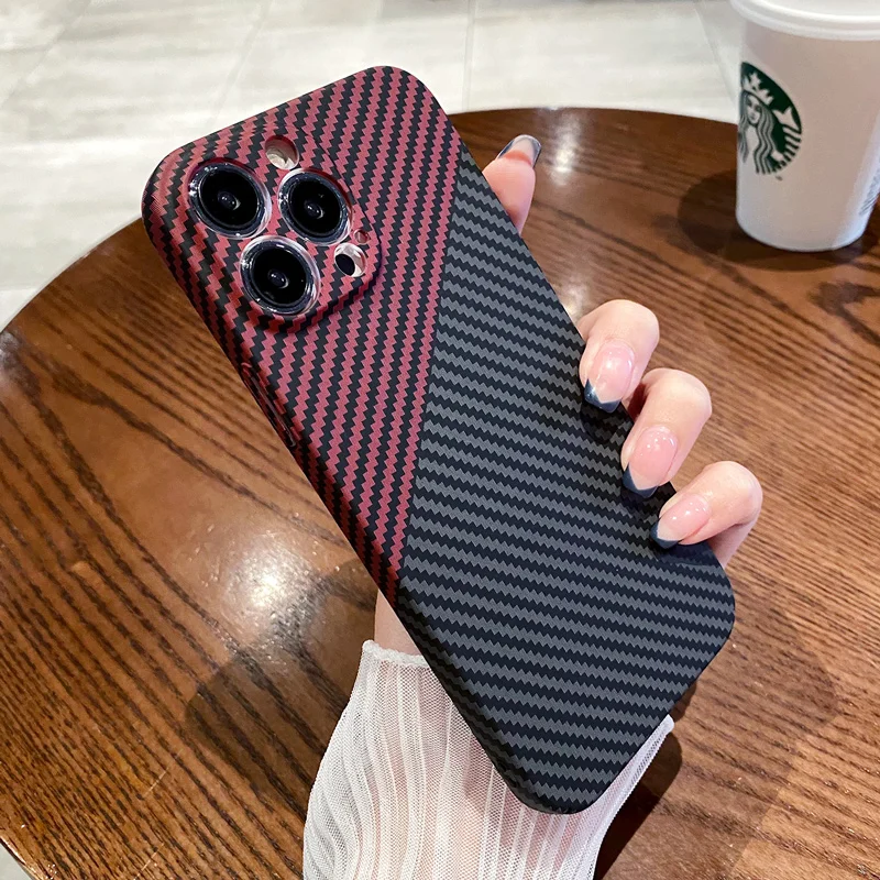 Ultra Thin Carbon Fiber Texture Case For iPhone 11 12 13 Pro Max iPhone11 13Pro 13promax Luxury Shockproof Hard PC Cover Coque iphone 13 pro max case