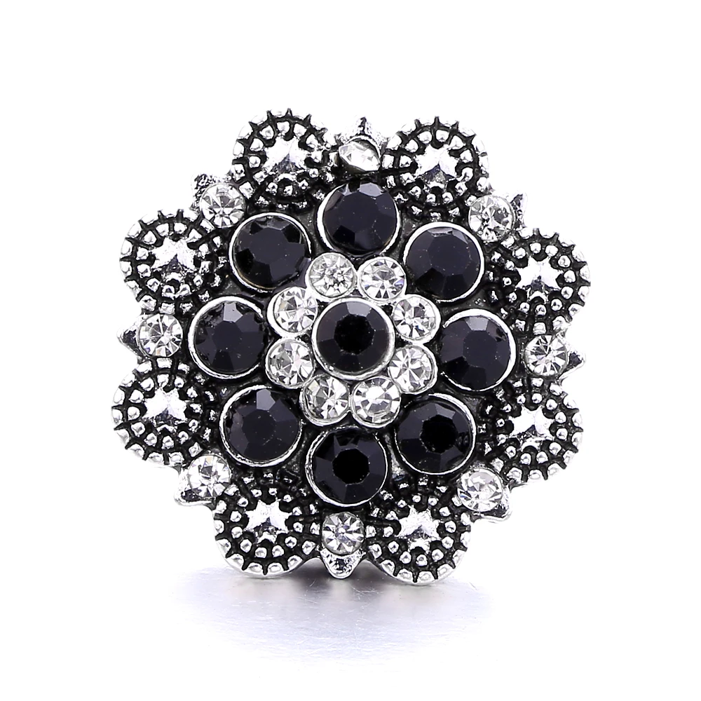 20pcs Vintage Style Snap Button Jewelry DIY Metal Black 18MM Snap Buttons Fit 18mm Snap Button Bracelet Necklace