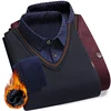 Men's Plush Sweater Autumn Winter Fake Two Piece Pullover Polo Shirt Collar Fleece Thick Warm Top Clothes Casual Jumpers 1