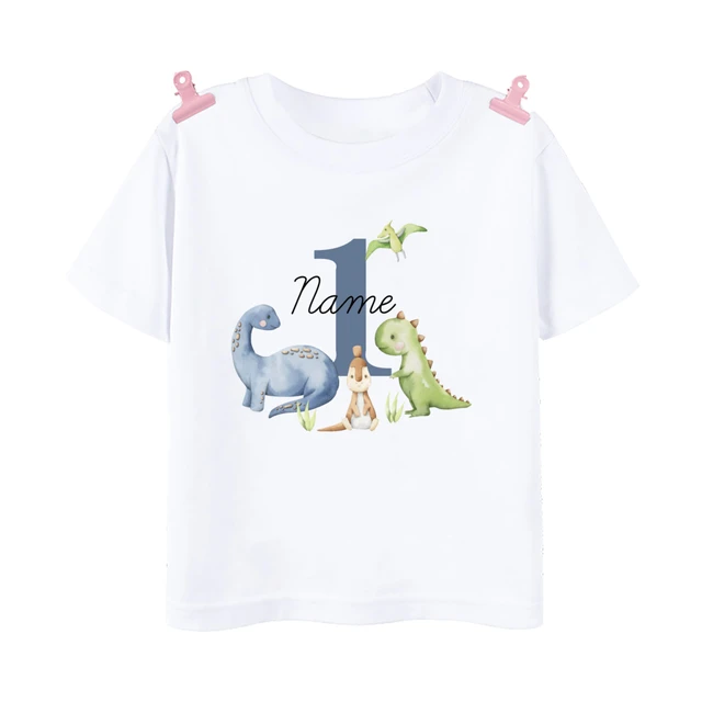 Maglietta 1° Compleanno Bambina - T-Shirt Dinosauro Con Ricamo E Corno Spalle - Foto 4