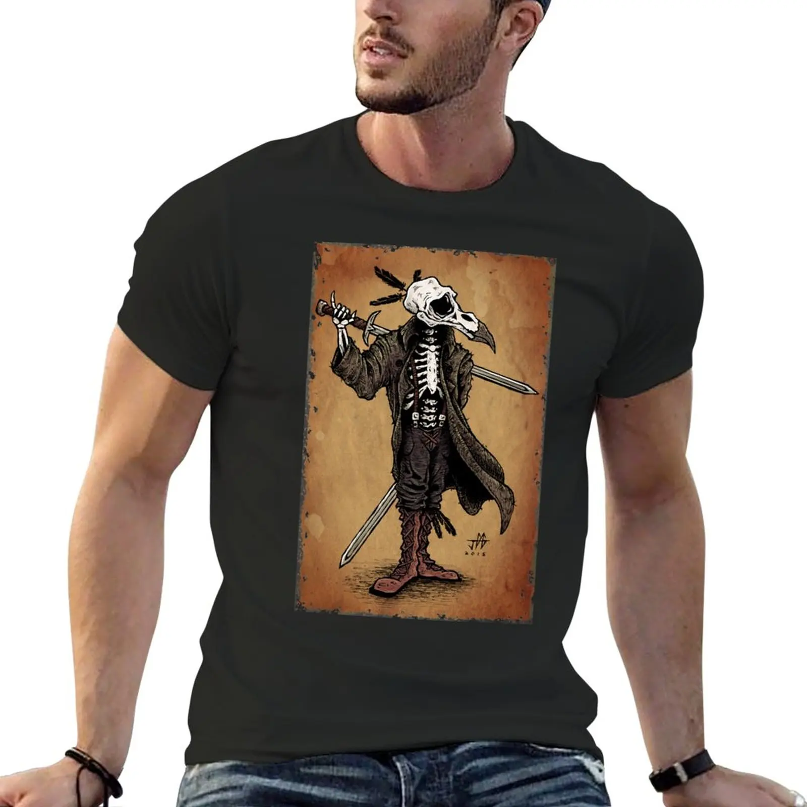 

Raven Skull T-Shirt tees oversized t shirt cute tops summer clothes t shirts for men cotton