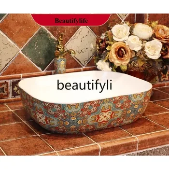 อ่างล้างหน้าในห้องน้ำแบบตั้งพื้น รุ่น f156 อ่างล้างหน้าสไตล์ยุโรปย้อนยุค ทำจากเซรามิก 2