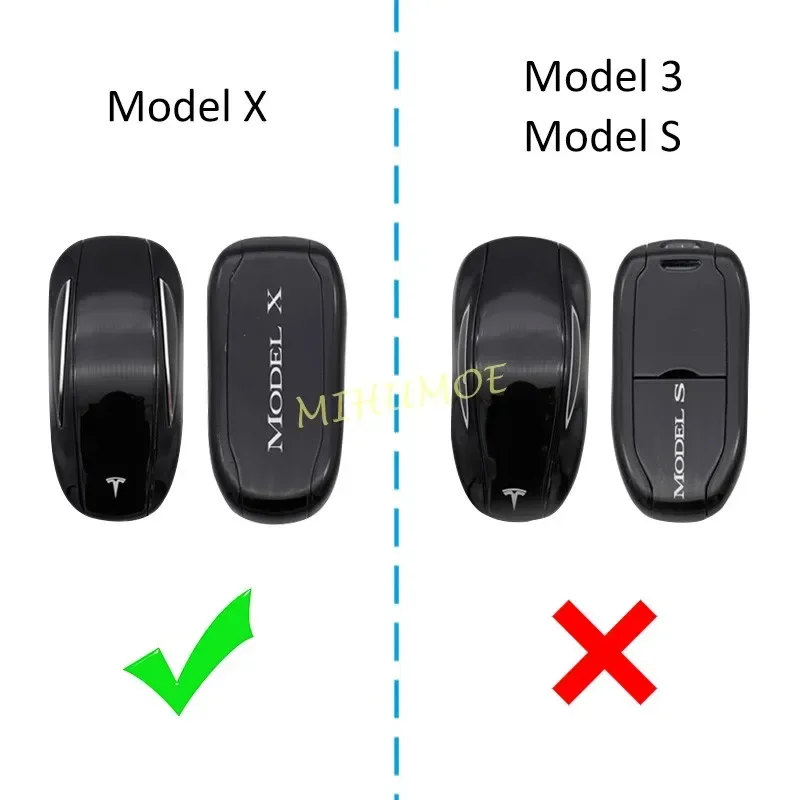 For Tesla Model X-Black Transparent Thin Car Key Fob Case Cover Keychain Holder Accessories key case cover key case keychain holder