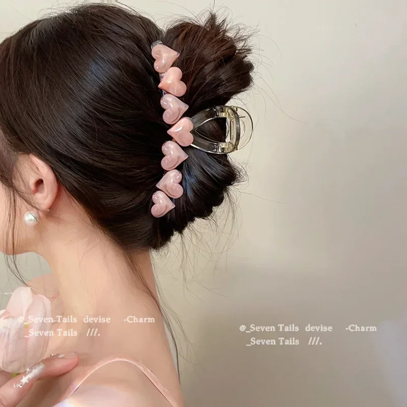 Women's Love Jelly Claw Clip Girl's Back Spoon Summer Korean New Exquisite Shark Clip Fashion Accessories Hair 13cm hair accessories