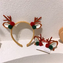 

Baby Hairpin Christmas Elk Antlers Bow Hair Band Cute Cartoon Style Go Out Dress Up Headwear Little Girl Outdoor Accessories