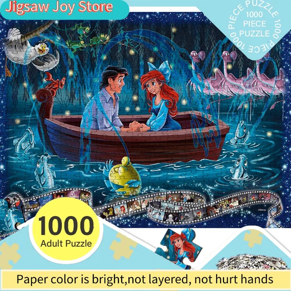 Large Size Puzzle, The Little Mermaid And The Prince Are Boating with Animals, with Bright Colors, Easy to Store And Carry, wi