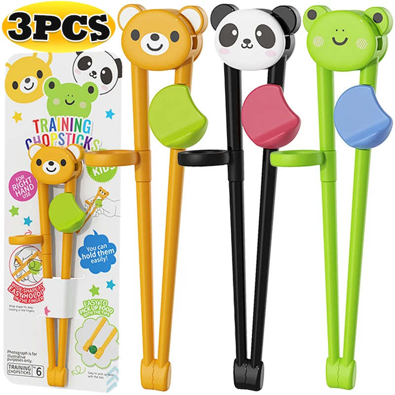 New Children Chopsticks Cartoon Animals Bear Panda Frog Elementary Learning Chopstick Baby Safety Training Food Sticks Tableware