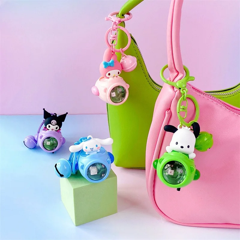 Key Chain Sanrio Keychain Sunset Light Ship Series Genuine Kuromi Hello Kitty Cinnamoroll Backpack Pendant Car Keyring Kids Gift