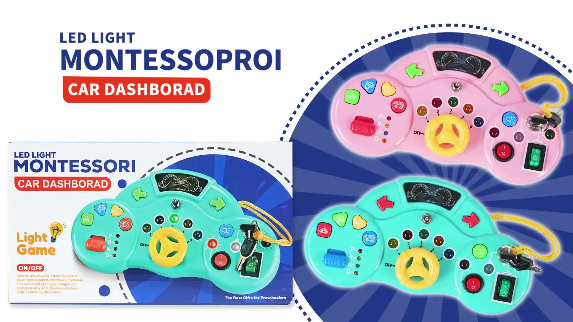 Montessori Busy Board Mit Lenkrad – Motorikspielzeug Für Kinder Ab 1 Jahr, Mit Realistischer Fahr-Simulation