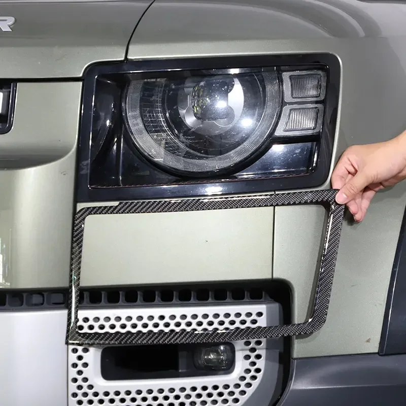 

For Land Rover Defender 90 110 130 2020-2024 Soft Carbon Fiber Car Headlights Frame Stickers Cover Trim Sticker Car Accessories