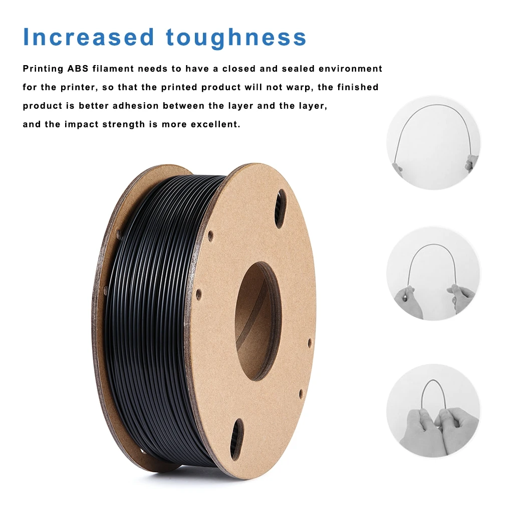 3D Printer Filament ABS 3D Printing Filament 1.75mm Dimensional Accuracy +/- 0.02 mm, ABS 0.25KG Black
