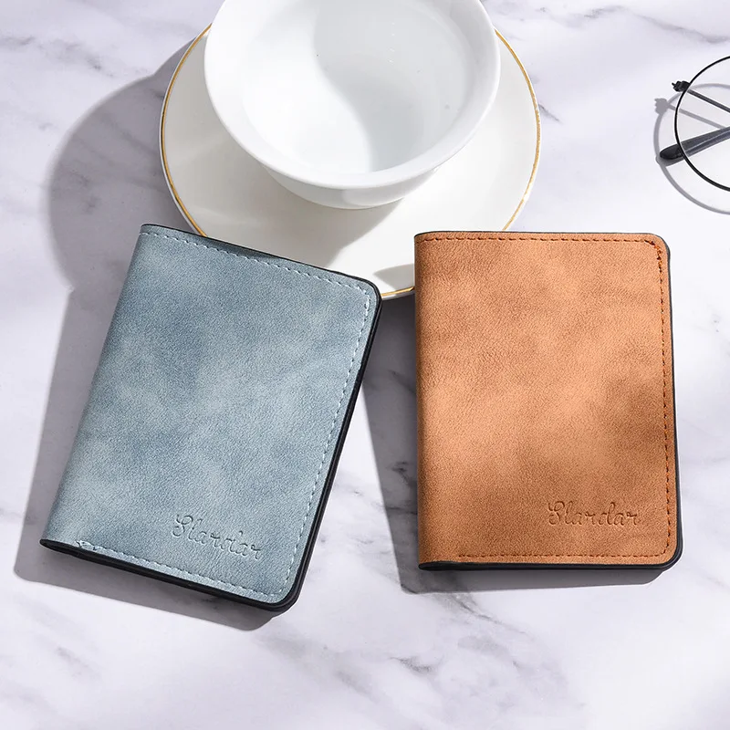 Ultra-Thin Mini Vertical Short Men's Wallet Student Driver License Card Holder Soft Leather Youth Horizontal Money Clip
