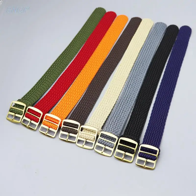 Gold Buckle Braided Nylon Perlon Watch Strap – Elastic Woven Band