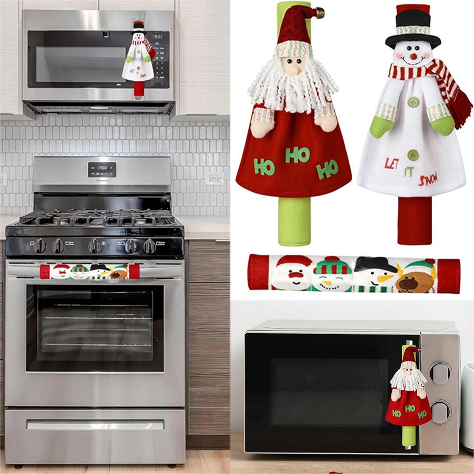 Christmas Refrigerator Door Handle Cover Kitchen Appliances Glove Protector Cover Christmas Decorations Home Accessories Hot