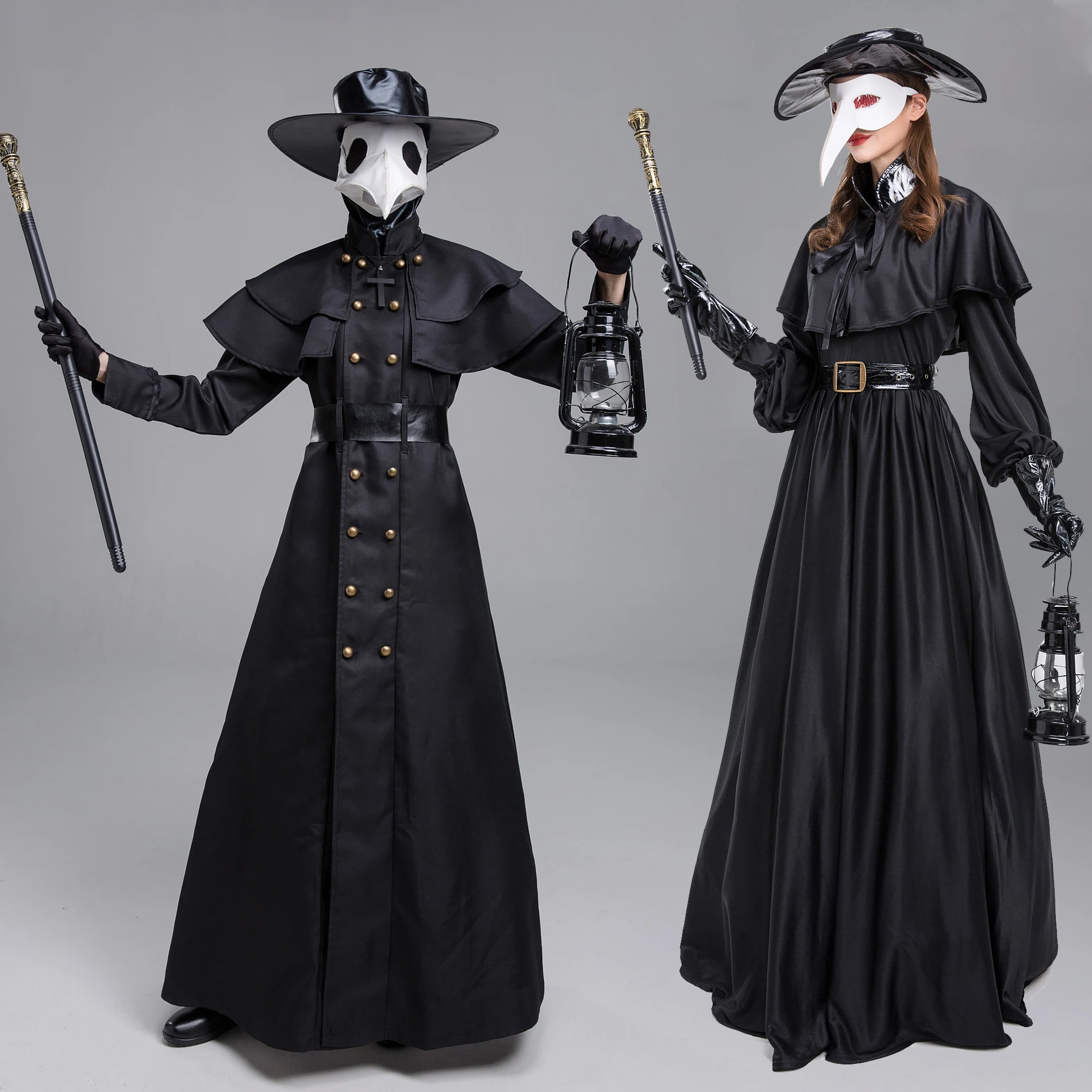 Disfraz Hombre FORMIZON Disfraz De Monje Medieval, Túnica Con Capucha, Bata De Sacerdote Con Collar Cruz, Pegatina Cicatriz Para Halloween (XL, Rojo Disfraz Monje