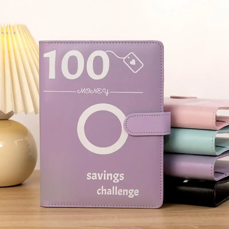 Envelope Notebook 6-hole Cash Envelopes Notebook Water-resistant Binder with 100 Envelopes Money Saving Challenge for Planning 2